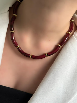 Marka Model Bordo Gold Boncuk Kolye