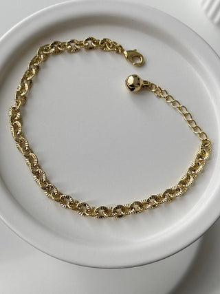 14K Gold Pul Desen İnc Form Bileklik