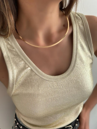 Gold Metal Plaka Choker Kolye