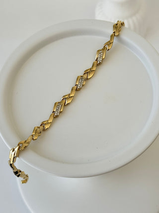 14K Gold X Desen Taşlı Bileklik